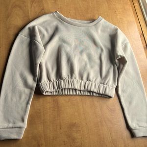 Beige Cropped Crew Neck